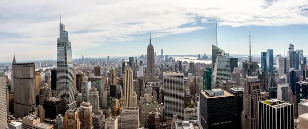 Una Vista Aerea Panoramica Dell Empire State Building Del Quartiere — Foto Stock