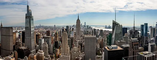 Una Vista Panorámica Aérea Del Edificio Empire State Distrito Circundante Imagen De Stock
