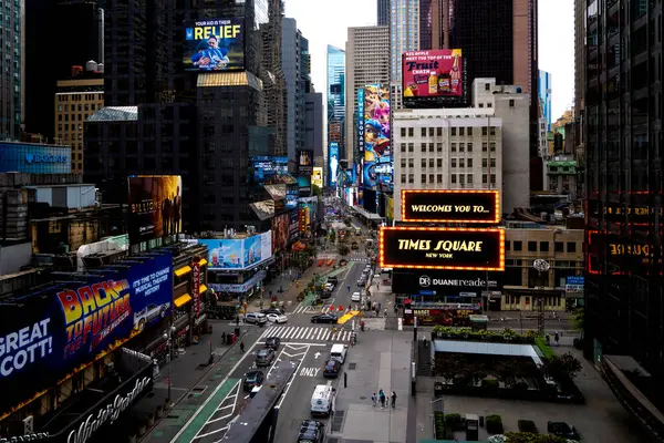 Times Square New York Usa September 2023 Hochwinkelpanoramablick Auf Gebäude — Stockfoto