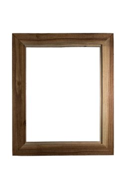 Back side view of a empty, handmade, rectangular, wood photo frame with pretty grain and texture showing the rabbet for mounting the artwork.