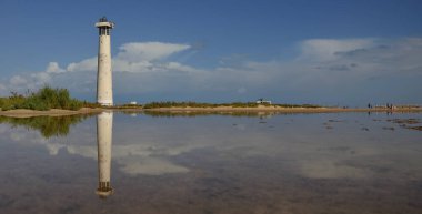 Jandia ve deniz feneri tuzlu bataklık, Morro Jable, Fuerteventura 'nın güneyi, Kanarya Adaları, İspanya