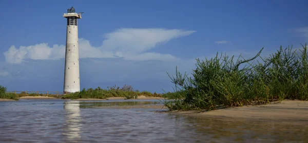 Заливное Болото Маяк Голубое Небо Небольшими Облаками Морро Джабле Побережье — стоковое фото
