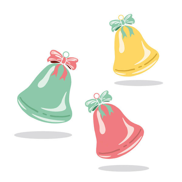 digital illustration of Pastel Christmas Bells Set