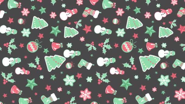 Vánoční Pastelové Dekorace Vzor Nový Rok — Stock video