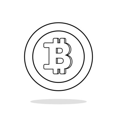 Dijital çizim. Basit bir Kripto bitcoin simgesi 