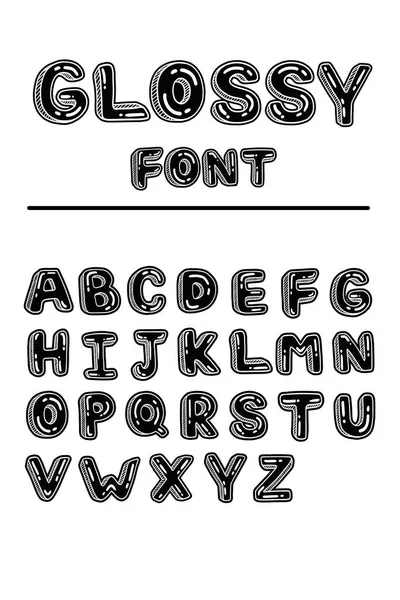 Digital Illustration Glänsande Kalligrafi Bokstäver Engelska Alfabetet Set — Stock vektor