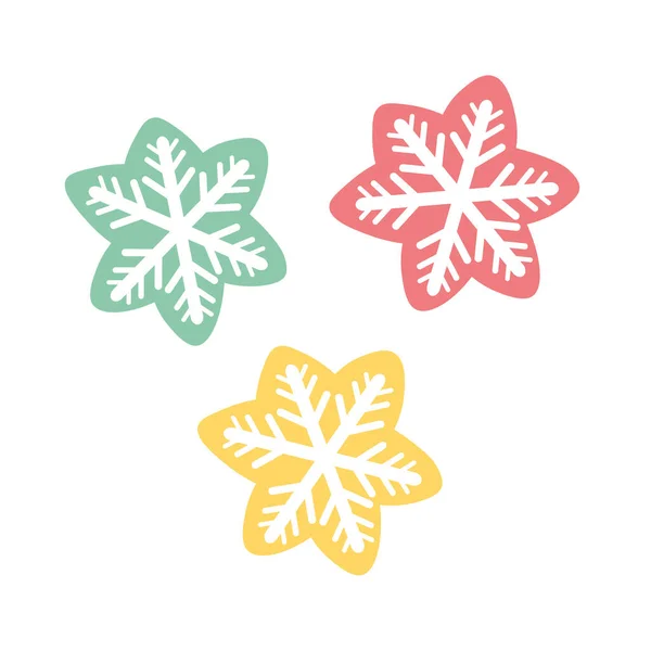 Цифровая Иллюстрация Pastel Colors Snow Flakes — стоковый вектор