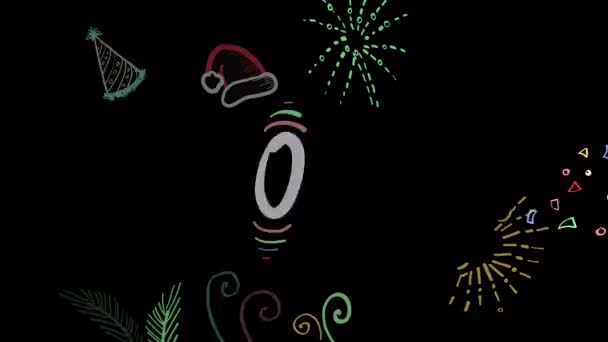 2023 Šťastný Nový Rok Podání Černá Čmáranice Karta — Stock video