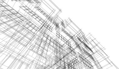 Geometrik kareler. Ev modelliği. Çizimde soyut çizgiler. siyah ve beyaz sanat