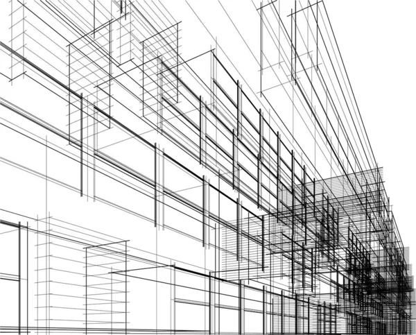 Croquis Noir Blanc Plan Maison Avec Des Chambres Illustration Graphique — Image vectorielle