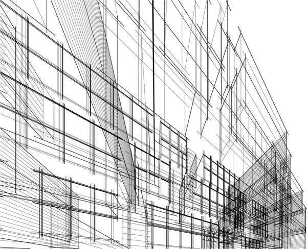 Графічний Ескіз Будинку Чорно Біле Будівництво — стоковий вектор