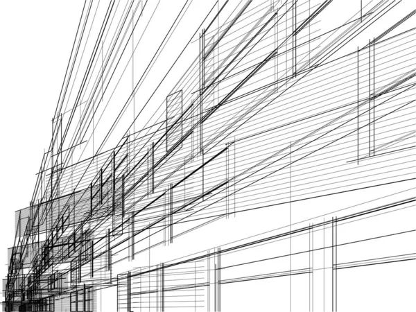 Desenho Gráfico Esboço Casa Construção Edifício Preto Branco — Vetor de Stock