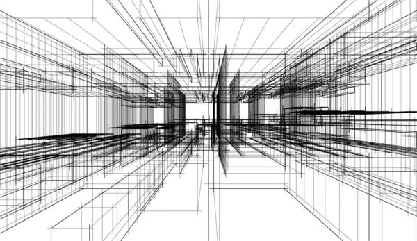 Croquis Graphique Maison Construction Bâtiments Noir Blanc — Image vectorielle