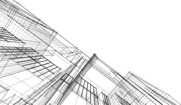 Абстрактні Геометричні Квадрати Будинку Моделювання Ескіз Ілюстрації Чорно Біле Мистецтво — стоковий вектор
