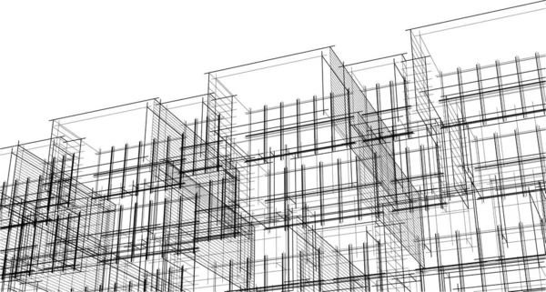 Resumo Quadrados Geométricos Casa Modelagem Esboço Ilustração Arte Preto Branco —  Vetores de Stock