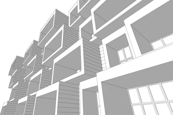 Grafikus Modell Vázlat Ház Fekete Fehér Épület Építése — Stock Vector