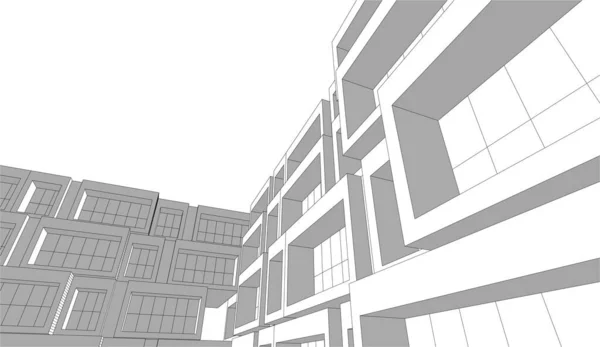 Графическая Модель Эскиза Дома Черно Белое Строительство — стоковый вектор