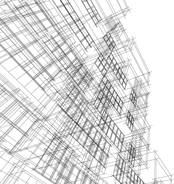 Carrés Géométriques Modélisation Maison Lignes Abstraites Dans Croquis Noir Blanc — Image vectorielle