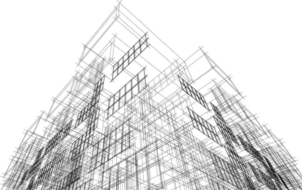 Геометричні Квадрати Моделювання Будинку Абстрактні Лінії Ескізі Чорно Біле Мистецтво — стоковий вектор