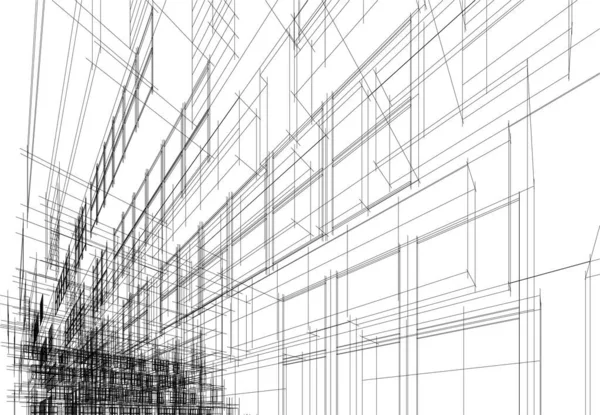 Quadrados Geométricos Modelagem Casa Linhas Abstratas Esboço Arte Preto Branco —  Vetores de Stock
