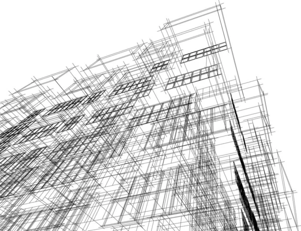 Моделювання Будинку Абстрактні Геометричні Лінії Ескізі Чорно Біле Мистецтво — стоковий вектор