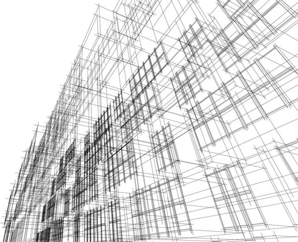 Modelagem Casa Resumo Linhas Geométricas Esboço Arte Preto Branco —  Vetores de Stock