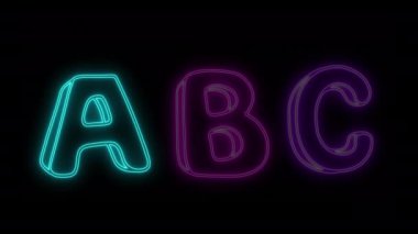 Siyah arkaplanda parlayan neon alfabe harfi