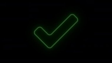 Parlayan neon yeşil onay işareti 