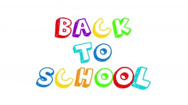 Okula dönüş metni, beyaz arkaplanda 4k görüntüleme 