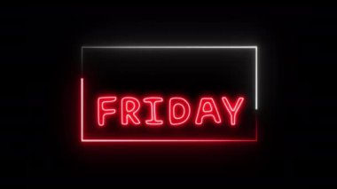 Siyah Cuma ile parlayan neon bayrak, render  