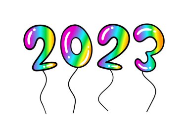 2023 Mutlu Yıllar Doodle, renkli sayılar 