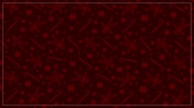 Kırmızı arka planda 3 boyutlu kurabiye ve şekerler. Mutlu noel kartları 4K