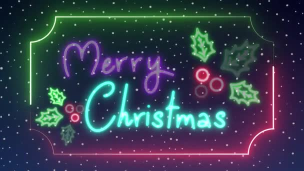 Neon Colors Card Christmas Theme Animation — Stock Video