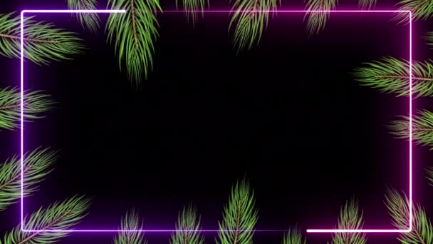圣诞树绿松分枝框架 黑色背景框架复制空间 — 图库视频影像