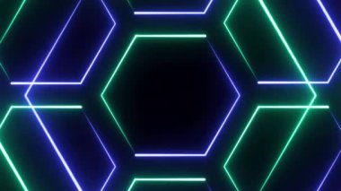 Altıgen Çerçeve Deseninin aydınlatılmış neon renkleri, sanatın işlenmesi