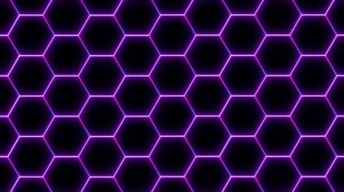 Altıgen Çerçeve Deseninin aydınlık mor neon renkleri, sanatın renkleri