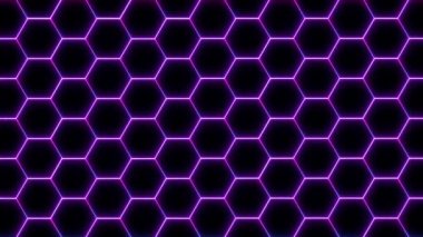 Altıgen Çerçeve Deseninin aydınlık mor neon renkleri, sanatın renkleri