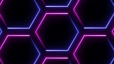 Altıgen Çerçeve Deseninin aydınlatılmış neon renkleri, sanatın işlenmesi