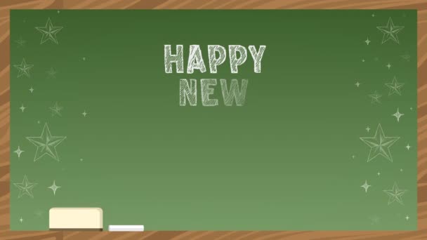 Happy New Year 2023 Green Chalkboard — Stock Video