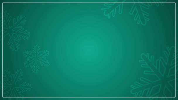 Zielone Tło Płatkami Śniegu Kartka Świąteczna — Wideo stockowe