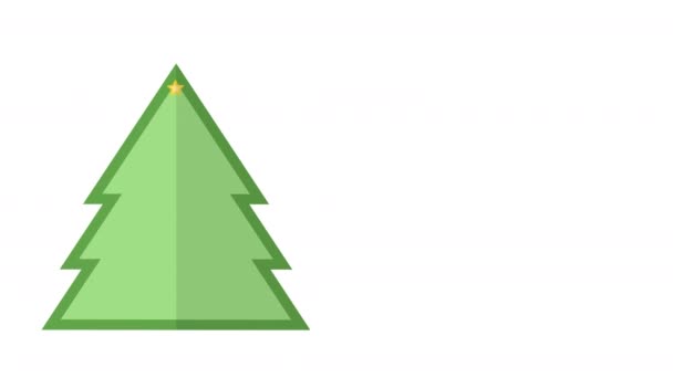 Simple Dibujo Animado Verde Árbol Papel Navidad Cortado Con Estrella — Vídeos de Stock