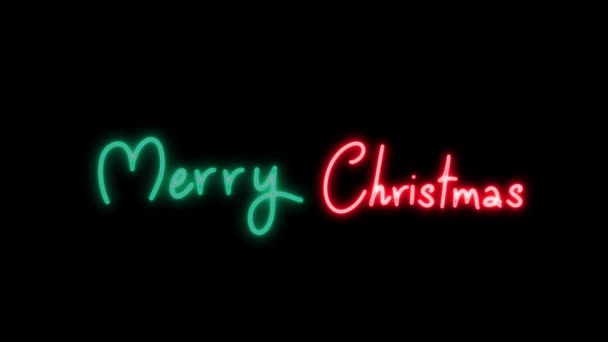 快乐的圣诞节 艳丽的霓虹灯旗帜 — 图库视频影像