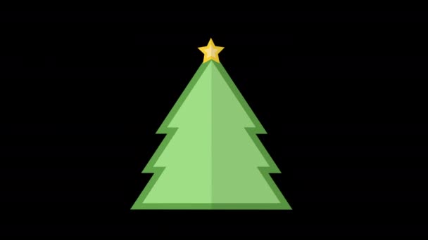 Simples Desenho Animado Verde Árvore Corte Papel Natal Com Estrela — Vídeo de Stock