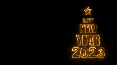 Altın metin. Mutlu yıllar 2023 Animasyon tebrik kartı 