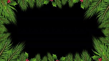 Kopya alanı için siyah arkaplanda Noel ağacı dalları çerçevesi 