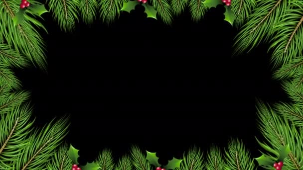Χριστουγεννιάτικο Δέντρο Κλαδιά Πλαίσιο Μαύρο Φόντο Για Αντίγραφο Χώρο — Αρχείο Βίντεο