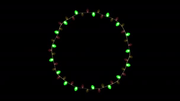 Зелені Світлодіодні Лампочки Різдвяна Рамка — стокове відео