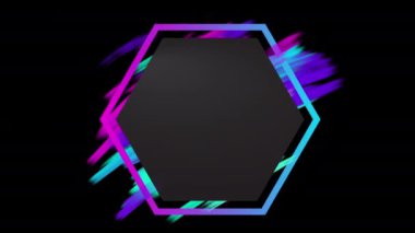Hexagon Frame 4k. colorful and bright neon background for copy space 