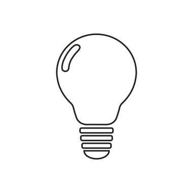Outline Light Bulb Design Illustration. Technology concept light bulb icon design element. Vector Flat Lamp Outline Icon. Black and White Line Icon Design. Electric, Creativity or Idea Concept.