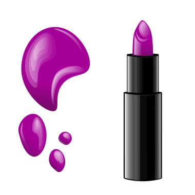 Beyaz arkaplanlı 3 boyutlu mor ruj.
